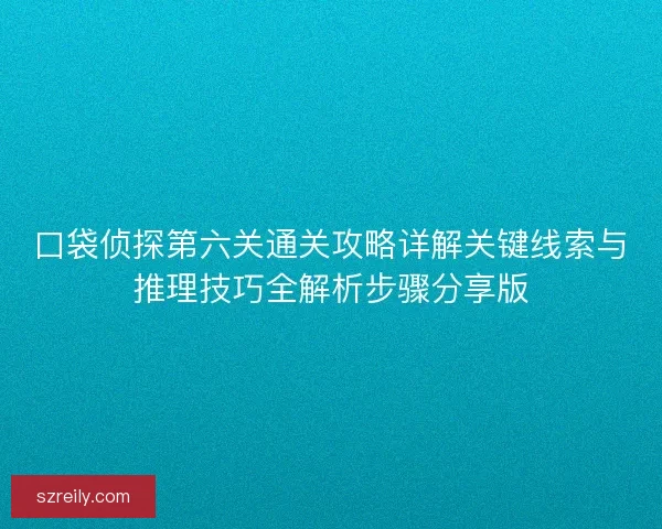 口袋侦探第六关通关攻略详解关键线索与推理技巧全解析步骤分享版