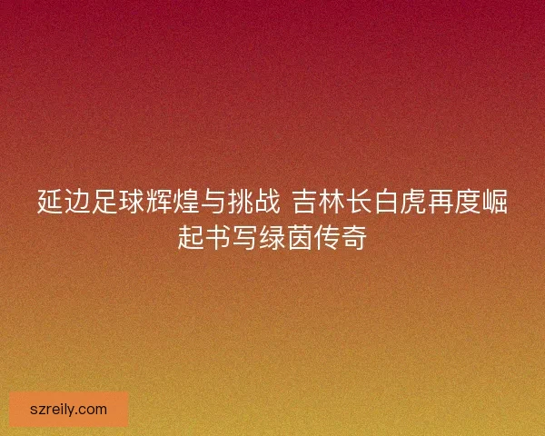 延边足球辉煌与挑战 吉林长白虎再度崛起书写绿茵传奇