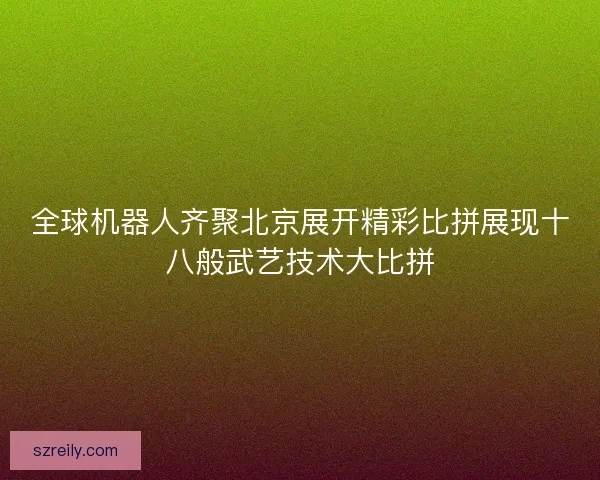 全球机器人齐聚北京展开精彩比拼展现十八般武艺技术大比拼